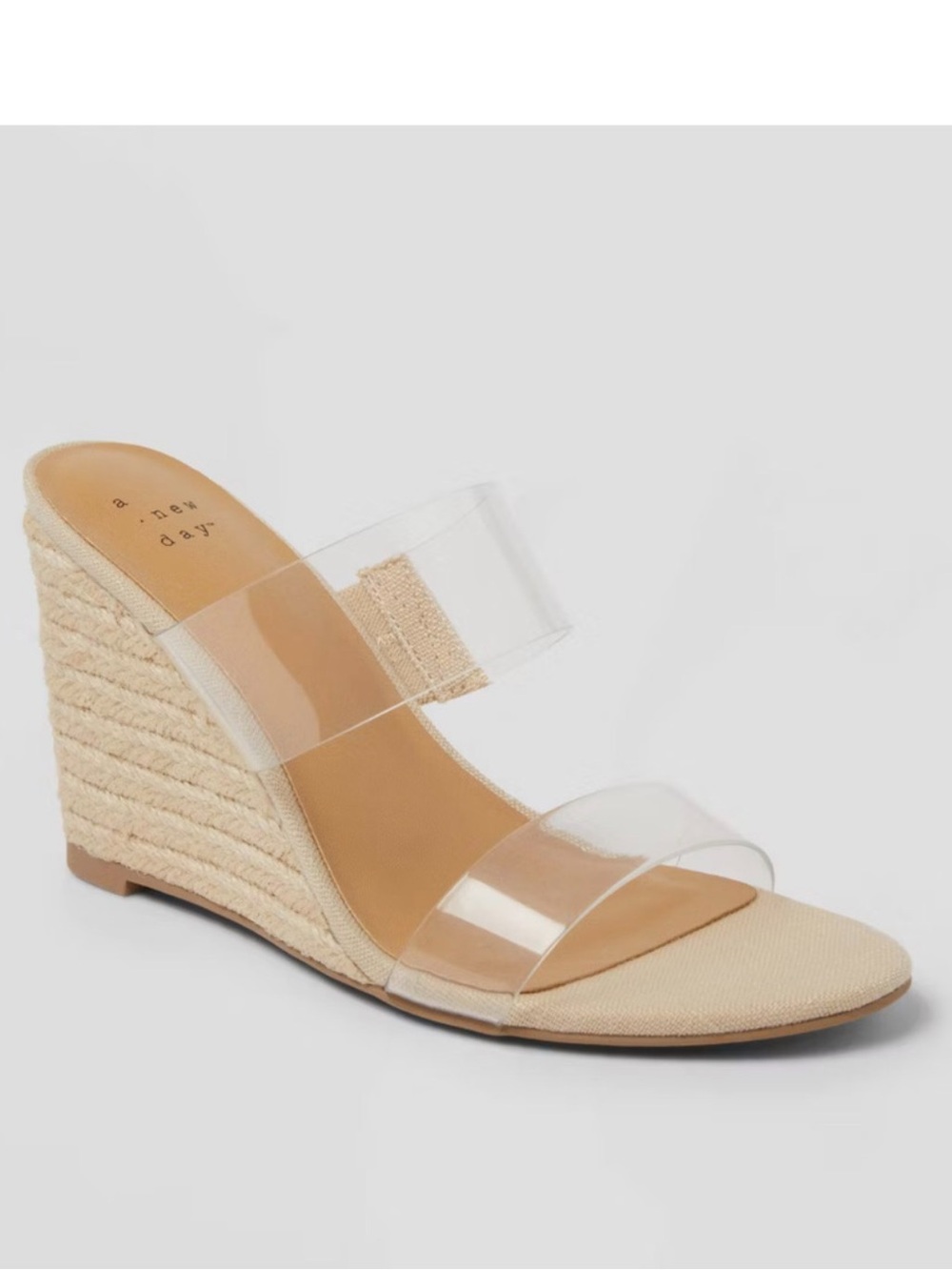 Universal Thread Tan “Ansel” Clear Double Strap Wedge